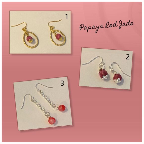 Jade 8mm gemstone earrings NEW - Picture 2 of 7